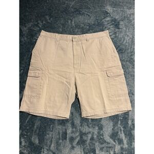 Foot Locker Mens 38 Cargo Shorts Khaki 100% Cotton Twill Flat Front Outdoor